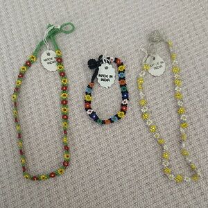 Colorful Beaded necklace bracelet India new boho hippie